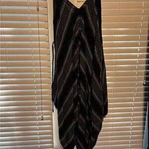 Cost Plus World Market Black and Gray Asymmetrical Striped V-Neck jumpsuit